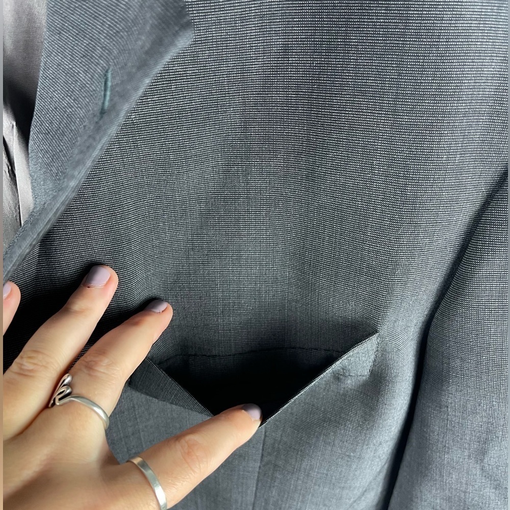 BOSS HUGO BOSS Saks Fifth Avenue Virgin Wool Men’s Blazer Suit Jacket Grey Lined - Picture 4 of 12